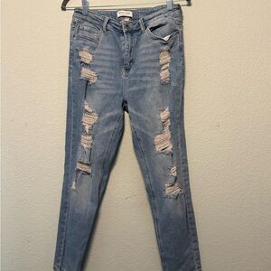 Wax Jean High Rise Light Blue Distressed Jeans
